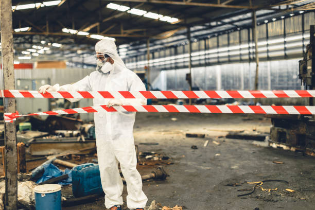 Professional Sewage Cleanup technician working in Somerville, OH